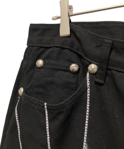 THUG CLUB（サグ クラブ）THUG CLUB (サグ クラブ) TC RISE DENIM EMD PANT ライズデニムパンツ ブラック サイズ:3の古着・服飾アイテム