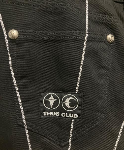 THUG CLUB（サグ クラブ）THUG CLUB (サグ クラブ) TC RISE DENIM EMD PANT ライズデニムパンツ ブラック サイズ:3の古着・服飾アイテム