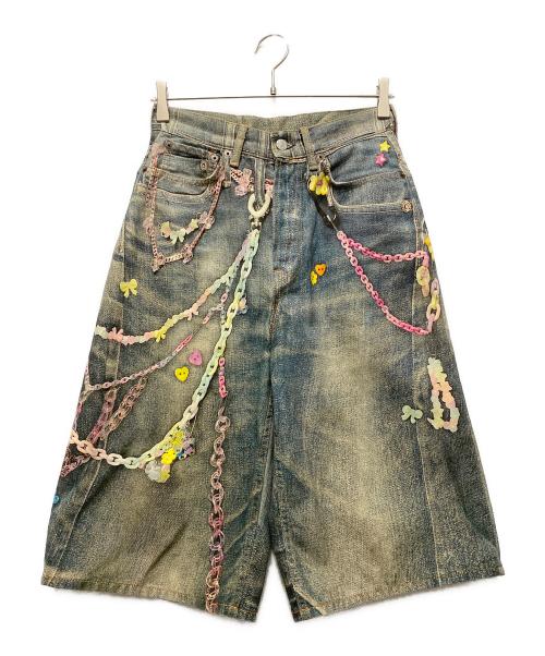 Acne studios（アクネ ストゥディオス）Acne studios (アクネ ストゥディオス) Denim shorts - loose fit/プリントデニムハーフパンツ ネイビー サイズ:42の古着・服飾アイテム