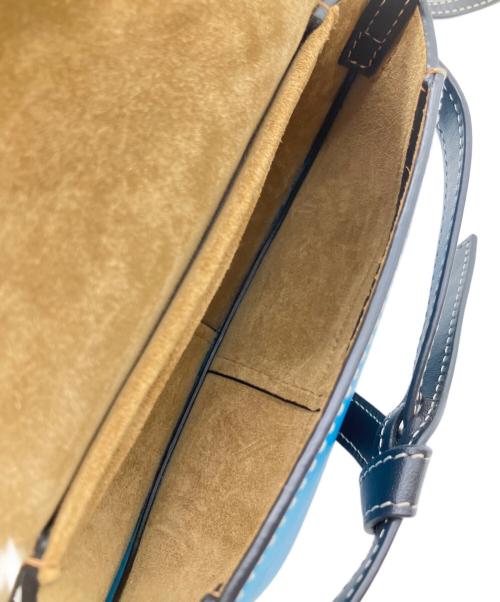 LOEWE（ロエベ）LOEWE (ロエベ) Grained Calfskin Floral Mini Gate Crossbody Bag Peacock Blue/gate floral  刺繍ゲートデュアルミニバッグ スカイブルーの古着・服飾アイテム