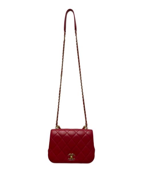 CHANEL（シャネル）CHANEL (シャネル) フルフラップマトラッセトップハンドルショルダーバッグ レッド サイズ:19の古着・服飾アイテム