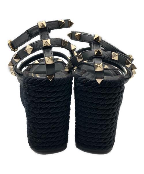 VALENTINO（ヴァレンティノ）VALENTINO (ヴァレンティノ) Rock stud wedge sandals　ロックスタッズウェッジソールサンダル ブラック サイズ:36の古着・服飾アイテム