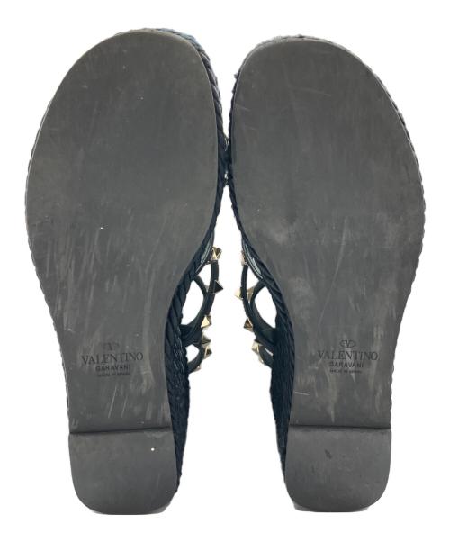 VALENTINO（ヴァレンティノ）VALENTINO (ヴァレンティノ) Rock stud wedge sandals　ロックスタッズウェッジソールサンダル ブラック サイズ:36の古着・服飾アイテム