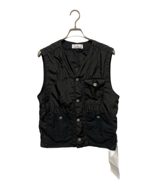 STONE ISLAND（ストーンアイランド）STONE ISLAND (ストーンアイランド) GARMENT DYED VEST/ガーメントダイ ロゴ刺繍Vネックベスト ブラック サイズ:Mの古着・服飾アイテム