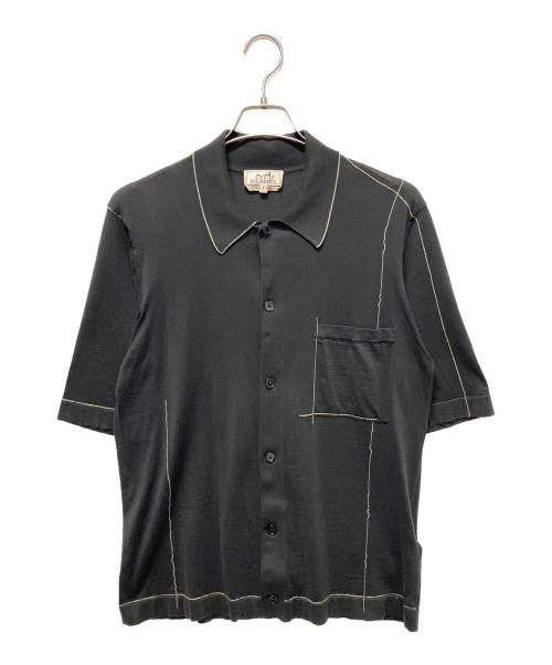 HERMES（エルメス）HERMES (エルメス) ステッチニット半袖シャツ ブラック サイズ:Ｓの古着・服飾アイテム