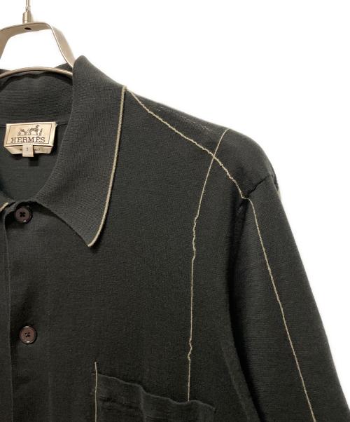 HERMES（エルメス）HERMES (エルメス) ステッチニット半袖シャツ ブラック サイズ:Ｓの古着・服飾アイテム