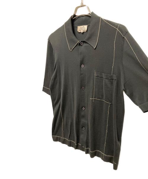 HERMES（エルメス）HERMES (エルメス) ステッチニット半袖シャツ ブラック サイズ:Ｓの古着・服飾アイテム