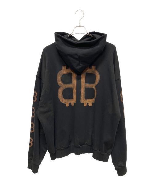 BALENCIAGA（バレンシアガ）BALENCIAGA (バレンシアガ) 23AW BBロゴデストロイプルオーバーパーカー ブラック サイズ:Lの古着・服飾アイテム