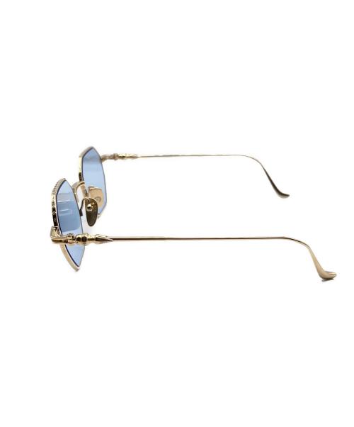 CHROME HEARTS（クロムハーツ）CHROME HEARTS (クロムハーツ) Evaculation Sunglasses/EVACULATION スパイクテンプルサングラス ブルー×ゴールドの古着・服飾アイテム