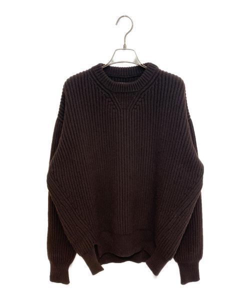 JIL SANDER（ジルサンダー）JIL SANDER (ジルサンダー) サイドスリットケーブルニット ブラウン サイズ:44の古着・服飾アイテム