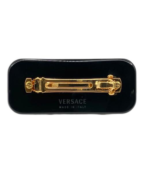 VERSACE（ヴェルサーチェ）VERSACE (ヴェルサーチェ) Crystal hair clip/クリスタルヘアクリップ/ロゴバレッタ ブラックの古着・服飾アイテム