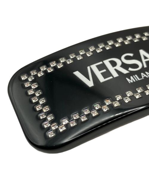 VERSACE（ヴェルサーチェ）VERSACE (ヴェルサーチェ) Crystal hair clip/クリスタルヘアクリップ/ロゴバレッタ ブラックの古着・服飾アイテム