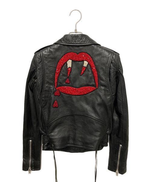 Saint Laurent Paris（サンローランパリ）Saint Laurent Paris (サンローランパリ) Blood Luster L17 Leather Jacket/ブラッドラスター装飾 ライダースレザージャケット ブラック サイズ:36の古着・服飾アイテム