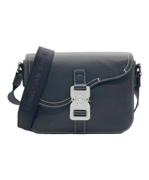 Dior（ディオール）Dior (ディオール) Grained Calfskin Saddle Bags/サドルフラップ付ショルダーバッグ ブラックの古着・服飾アイテム
