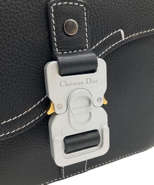 Dior（ディオール）Dior (ディオール) Grained Calfskin Saddle Bags/サドルフラップ付ショルダーバッグ ブラックの古着・服飾アイテム