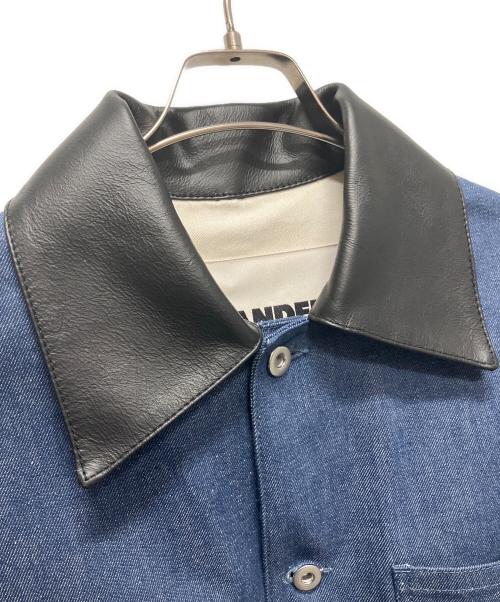 JIL SANDER（ジルサンダー）JIL SANDER (ジルサンダー) ボクシー フィット デニム チョア ジャケット/デニムレザー切り替えジャケット インディゴ サイズ:44の古着・服飾アイテム
