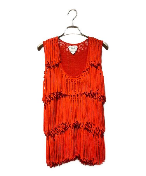 BOTTEGA VENETA（ボッテガベネタ）BOTTEGA VENETA (ボッテガベネタ) フリンジノースリーブカットソー レッド サイズ:XSの古着・服飾アイテム