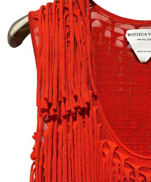 BOTTEGA VENETA（ボッテガベネタ）BOTTEGA VENETA (ボッテガベネタ) フリンジノースリーブカットソー レッド サイズ:XSの古着・服飾アイテム