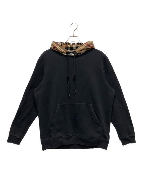 BURBERRY LONDON（バーバリーロンドン）BURBERRY LONDON (バーバリーロンドン) Checked Cotton Blend Hoodie(チェックドコットンブレンドフーディ) ブラック サイズ:Lの古着・服飾アイテム