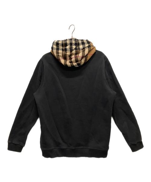 BURBERRY LONDON（バーバリーロンドン）BURBERRY LONDON (バーバリーロンドン) Checked Cotton Blend Hoodie(チェックドコットンブレンドフーディ) ブラック サイズ:Lの古着・服飾アイテム