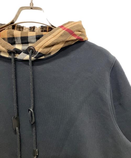 BURBERRY LONDON（バーバリーロンドン）BURBERRY LONDON (バーバリーロンドン) Checked Cotton Blend Hoodie(チェックドコットンブレンドフーディ) ブラック サイズ:Lの古着・服飾アイテム
