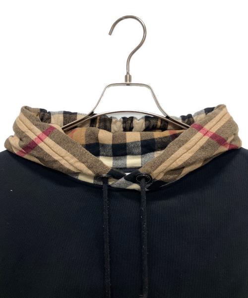 BURBERRY LONDON（バーバリーロンドン）BURBERRY LONDON (バーバリーロンドン) Checked Cotton Blend Hoodie(チェックドコットンブレンドフーディ) ブラック サイズ:Lの古着・服飾アイテム