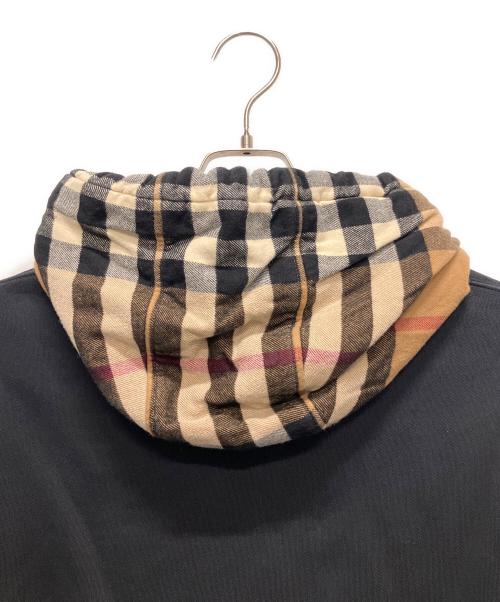 BURBERRY LONDON（バーバリーロンドン）BURBERRY LONDON (バーバリーロンドン) Checked Cotton Blend Hoodie(チェックドコットンブレンドフーディ) ブラック サイズ:Lの古着・服飾アイテム