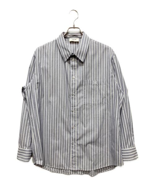CELINE（セリーヌ）CELINE (セリーヌ) OVERSIZED SHIRT IN STRIPED COTTON シャツ ライトグレー サイズ:38の古着・服飾アイテム