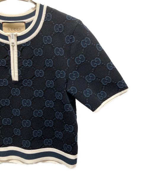 GUCCI（グッチ）GUCCI (グッチ) GGストレッチショトスリーブスウェット ネイビー サイズ:XSの古着・服飾アイテム