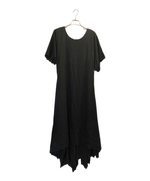 LIMI feu（リミフゥ）LIMI feu (リミフゥ) RAYON LAWN CUFFS RIBBON FLARED DRESS ブラック サイズ:2の古着・服飾アイテム