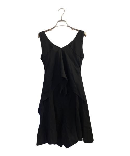 LIMI feu（リミフゥ）LIMI feu (リミフゥ) HARD TWIST GABARDINE BACK RIBBON SHORT OVEALLS ブラック サイズ:2の古着・服飾アイテム