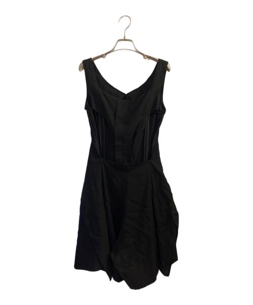 LIMI feu（リミフゥ）LIMI feu (リミフゥ) HARD TWIST GABARDINE BACK RIBBON SHORT OVEALLS ブラック サイズ:2の古着・服飾アイテム