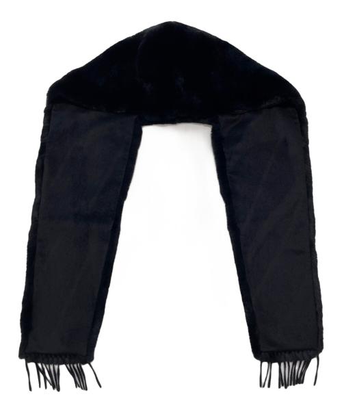 MaxMara（マックスマーラ）MaxMara (マックスマーラ) フード付きラビットファーマフラー ブラックの古着・服飾アイテム