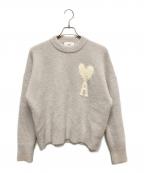 AMI Alexandre Mattiussiアミアレクサンドルマテュッシ）の古着「ハートロゴ ブルー クルーネックニット」｜ライトグレー