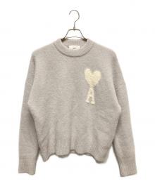 AMI Alexandre Mattiussi（アミアレクサンドルマテュッシ）の古着「ハートロゴ ブルー クルーネックニット」｜ライトグレー