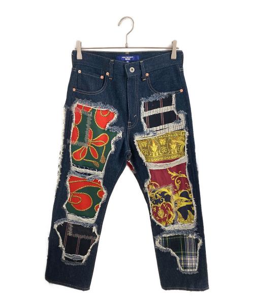 JUNYA WATANABE MAN（ジュンヤワタナベマン）COMME des GARCONS JUNYA WATANABE MAN (ジュンヤワタナベマン) 25SS 綿デニム×シルクスカーフパッチワーク  インディゴ サイズ:XSの古着・服飾アイテム