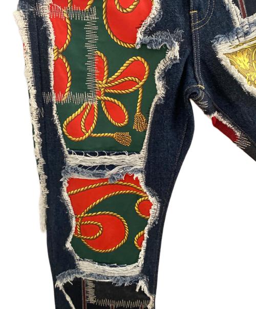 JUNYA WATANABE MAN（ジュンヤワタナベマン）COMME des GARCONS JUNYA WATANABE MAN (ジュンヤワタナベマン) 25SS 綿デニム×シルクスカーフパッチワーク  インディゴ サイズ:XSの古着・服飾アイテム