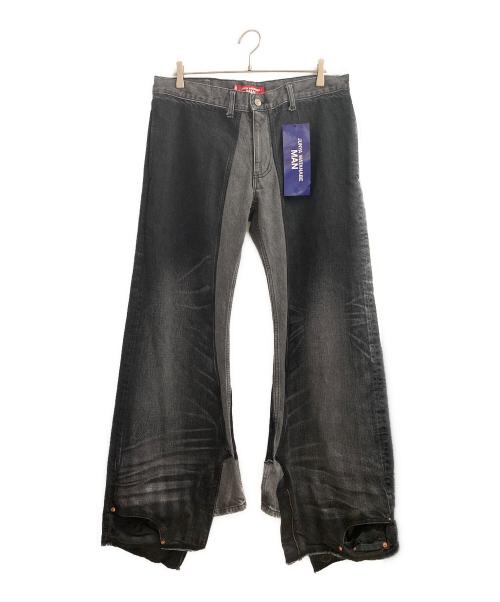 JUNYA WATANABE MAN（ジュンヤワタナベマン）COMME des GARCONS JUNYA WATANABE MAN (ジュンヤワタナベマン) 25SS 再構築デニムフレアパンツ ブラック サイズ:Lの古着・服飾アイテム
