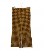 GUCCIグッチ）の古着「100周年 総柄ベロアフレアパンツ」｜オレンジ×カーキ