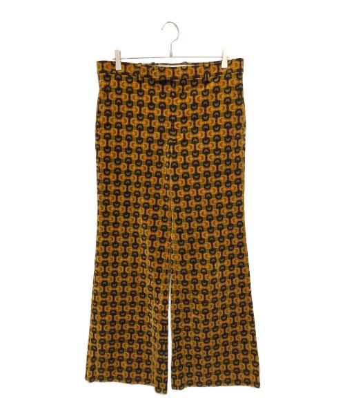 GUCCI（グッチ）GUCCI (グッチ) 100周年 総柄ベロアフレアパンツ オレンジ×カーキ サイズ:50の古着・服飾アイテム