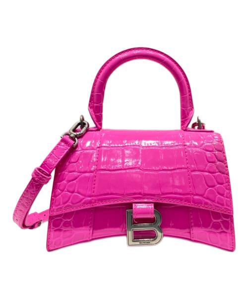 BALENCIAGA（バレンシアガ）BALENCIAGA (バレンシアガ) HOURGRASS/アワーグラス/クロコ型押し 2WAYバッグ ピンクの古着・服飾アイテム