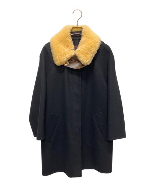 LOUIS VUITTON（ルイ ヴィトン）LOUIS VUITTON (ルイ ヴィトン) ウール×アンゴラ デザインコート ブラック サイズ:38の古着・服飾アイテム