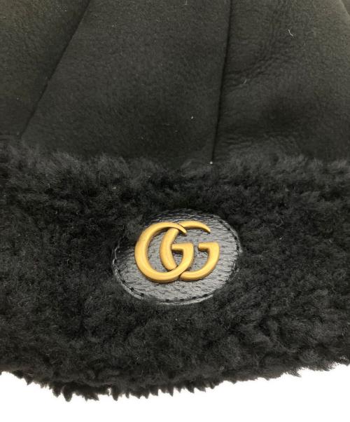 GUCCI（グッチ）GUCCI (グッチ) ムートンボアニットキャップ ブラック サイズ:Sの古着・服飾アイテム