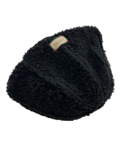 GUCCI（グッチ）GUCCI (グッチ) ムートンボアニットキャップ ブラック サイズ:Sの古着・服飾アイテム