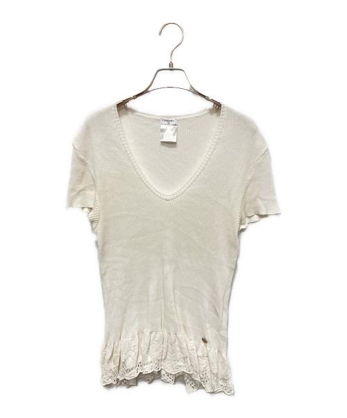 CHANEL（シャネル）CHANEL (シャネル) 半袖ブラウス/サマーニット/P28461K00111 ホワイト サイズ:46の古着・服飾アイテム