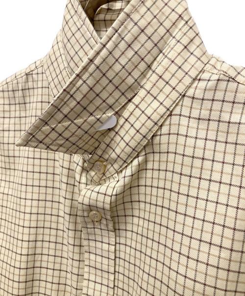 CELINE（セリーヌ）CELINE (セリーヌ) Loose shirt in checked cotton/トリオンフ刺繍 ルーズチェックシャツ ベージュ サイズ:40の古着・服飾アイテム