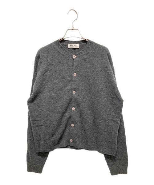 MIU MIU（ミュウミュウ）MIU MIU (ミュウミュウ) ウールニットカーディガン グレー サイズ:46の古着・服飾アイテム