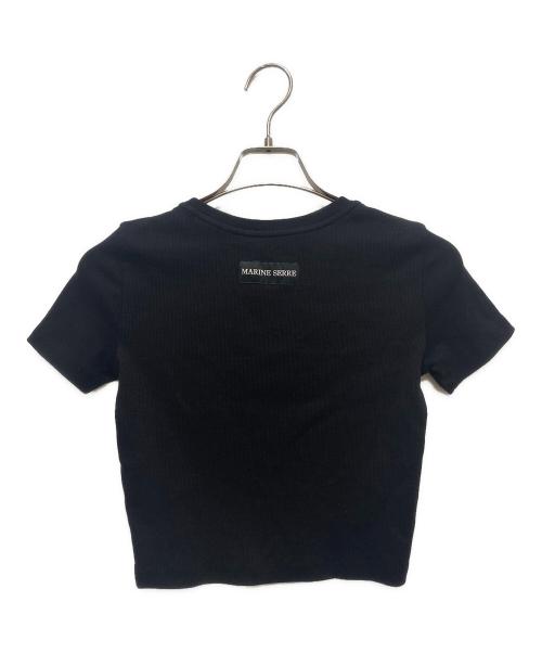 MARINE SERRE（マリーンセル）MARINE SERRE (マリーンセル) MOON LOGO CUT OUT T SHIRT/カットアウトリブTシャツ ブラック サイズ:XSの古着・服飾アイテム