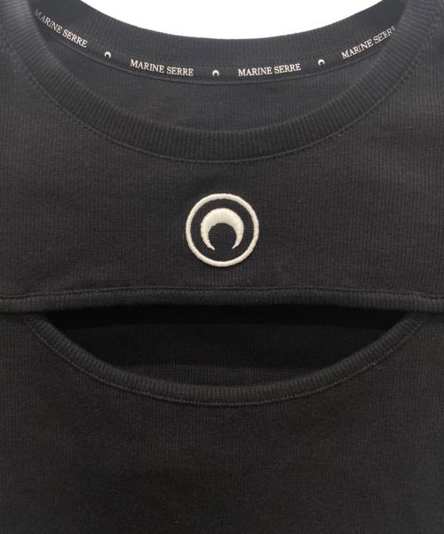 MARINE SERRE（マリーンセル）MARINE SERRE (マリーンセル) MOON LOGO CUT OUT T SHIRT/カットアウトリブTシャツ ブラック サイズ:XSの古着・服飾アイテム