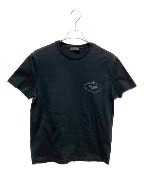 PRADA（プラダ）PRADA (プラダ) ロゴ刺繍クルーネックTシャツ ブラック サイズ:Lの古着・服飾アイテム
